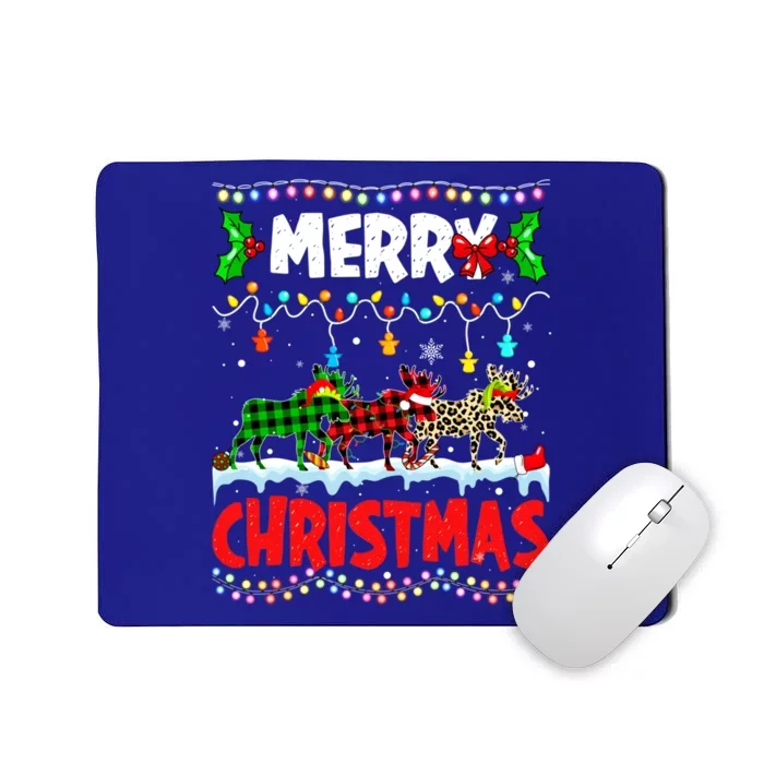 Merry Christmas Funny Buffalo Plaid Moose Animals Xmas Gift Mousepad