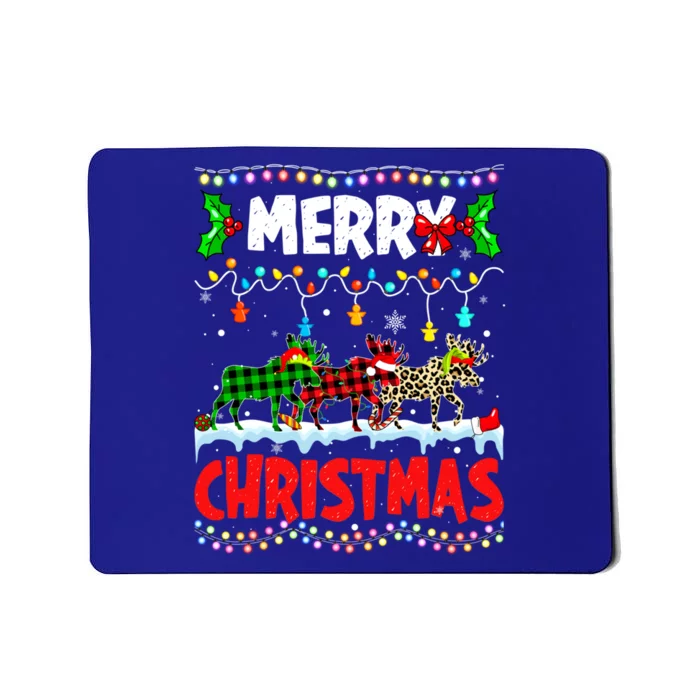 Merry Christmas Funny Buffalo Plaid Moose Animals Xmas Gift Mousepad