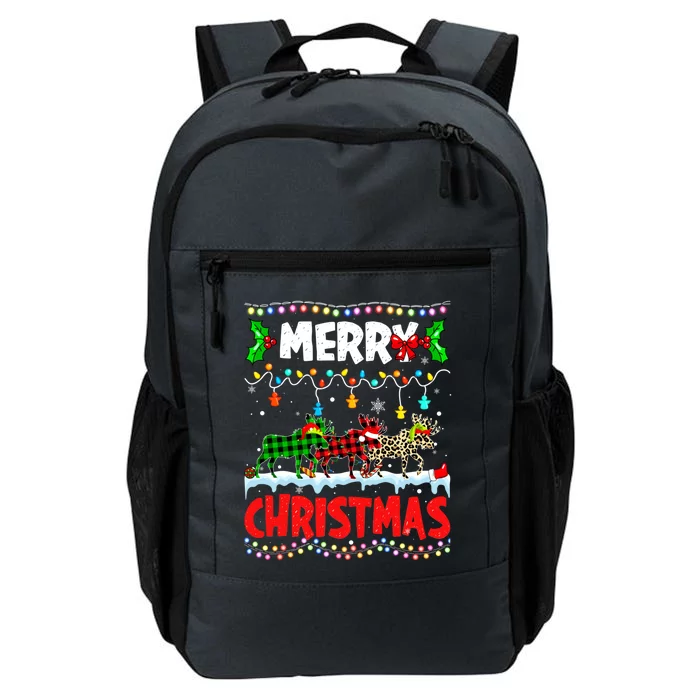 Merry Christmas Funny Buffalo Plaid Moose Animals Xmas Gift Daily Commute Backpack