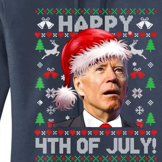 Merry Christmas Funny Joe Biden Happy 4th Of July Ugly Xmas Gift Women's Pullover Hoodie