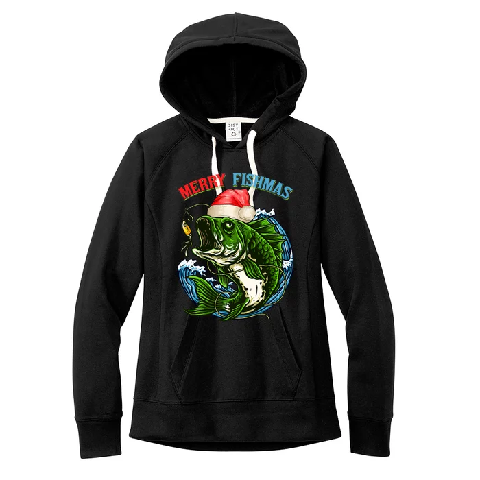 Merry Christmas Fishmas Fishing Fish Present Women's Fleece Hoodie