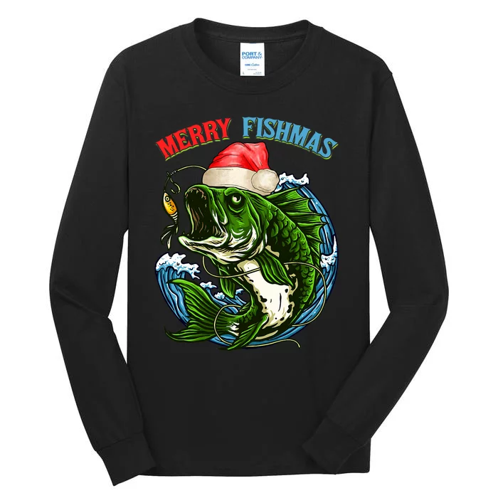 Merry Christmas Fishmas Fishing Fish Present Tall Long Sleeve T-Shirt