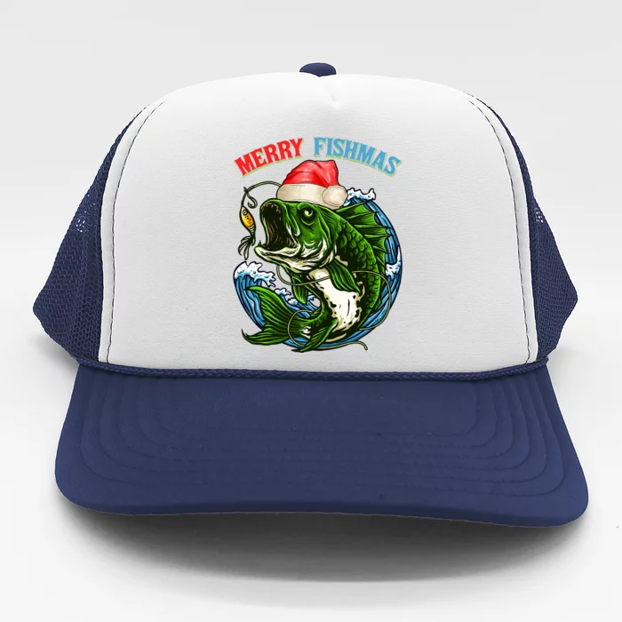 Merry Christmas Fishmas Fishing Fish Present Trucker Hat