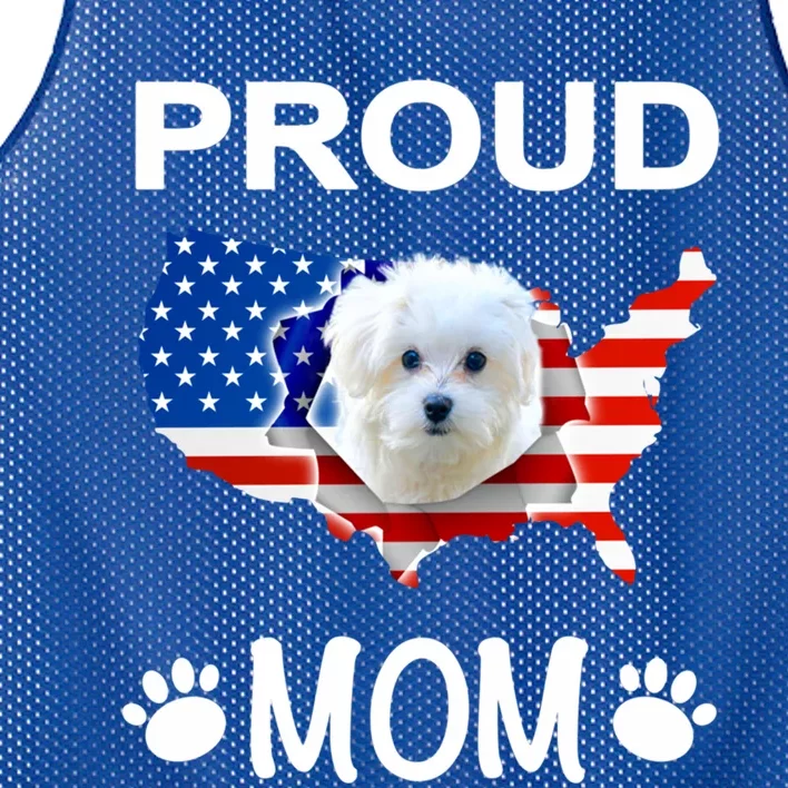 Maltese Cute Funny Gift Maltese Dog Maltese Proud Patriot Mom Gift Mesh Reversible Basketball Jersey Tank