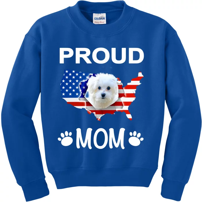 Maltese Cute Funny Gift Maltese Dog Maltese Proud Patriot Mom Gift Kids Sweatshirt