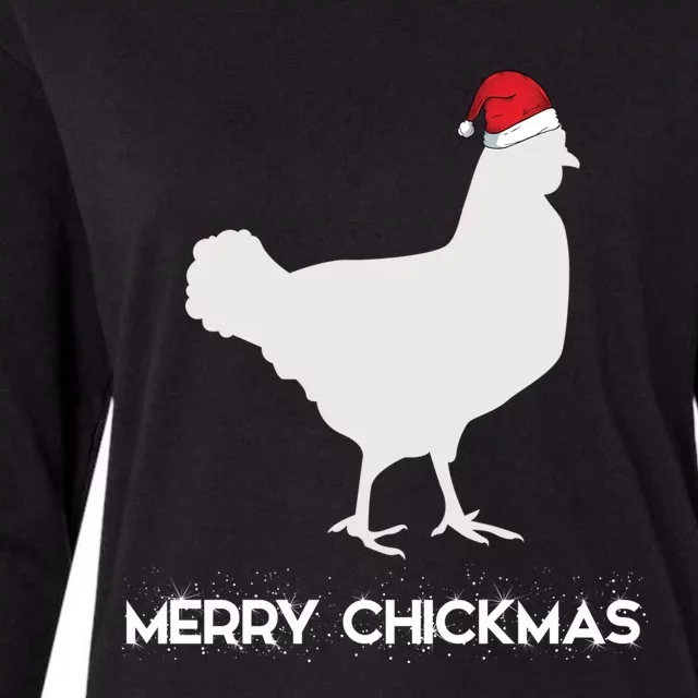 Merry Chickmas Funny Chicken Lover Santa Hat Christmas Funny Gift Cool Gift Womens Cotton Relaxed Long Sleeve T-Shirt