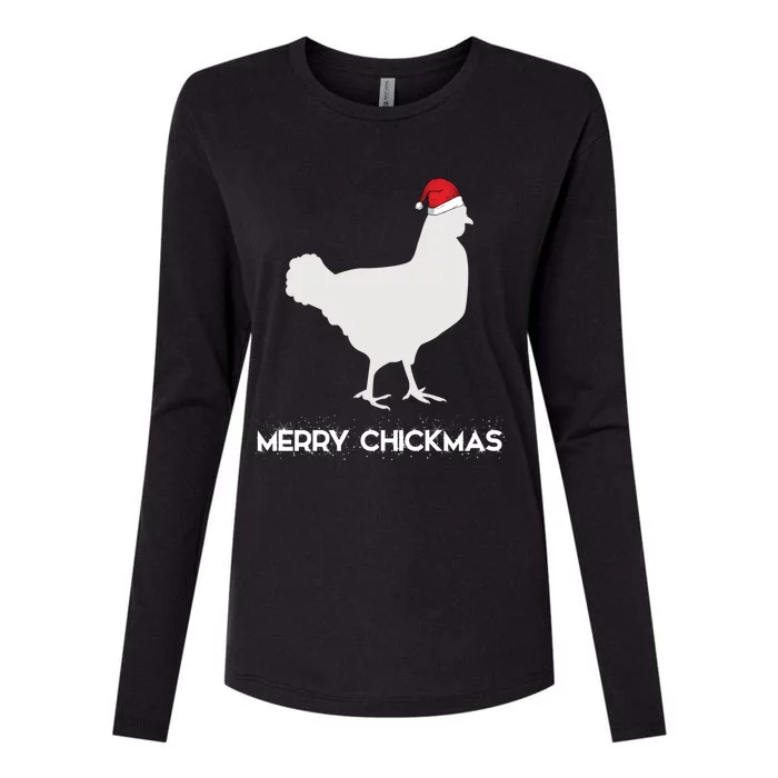 Merry Chickmas Funny Chicken Lover Santa Hat Christmas Funny Gift Cool Gift Womens Cotton Relaxed Long Sleeve T-Shirt