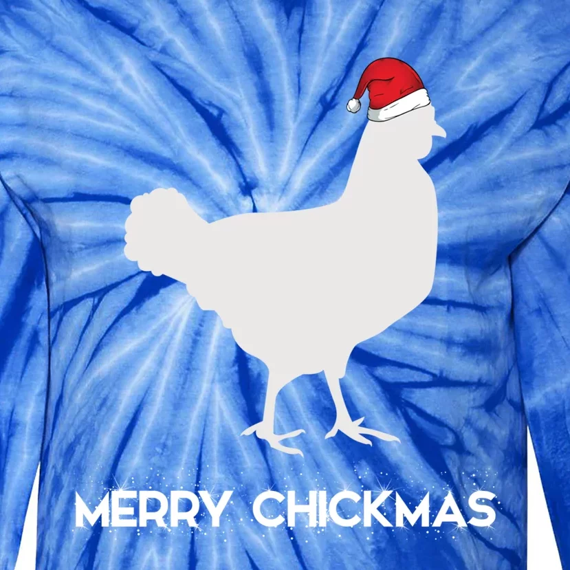 Merry Chickmas Funny Chicken Lover Santa Hat Christmas Funny Gift Cool Gift Tie-Dye Long Sleeve Shirt