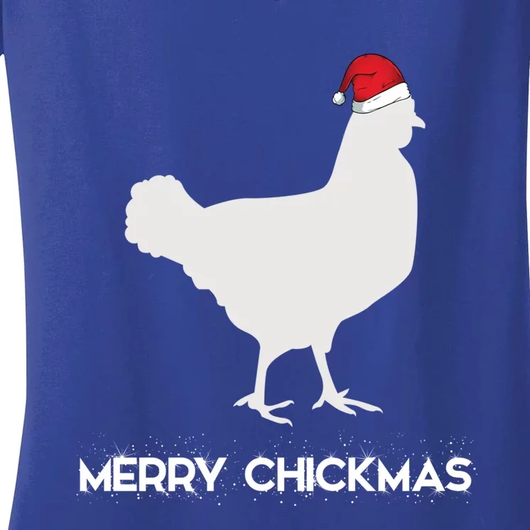 Merry Chickmas Funny Chicken Lover Santa Hat Christmas Funny Gift Cool Gift Women's V-Neck T-Shirt