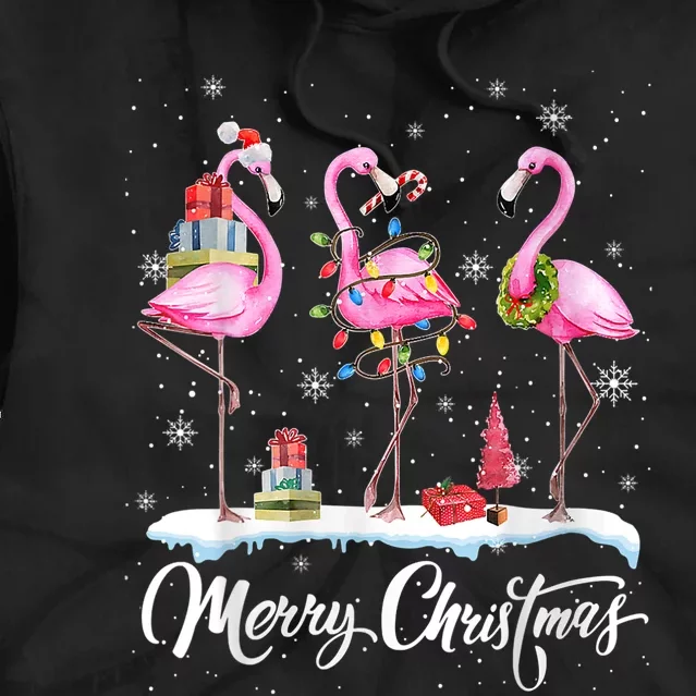 Merry Christmas Flamingo Tie Dye Hoodie