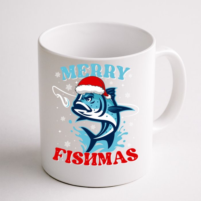 Merry Christmas Fishmas Funny Fishing Fish Great Gift Front & Back Coffee Mug