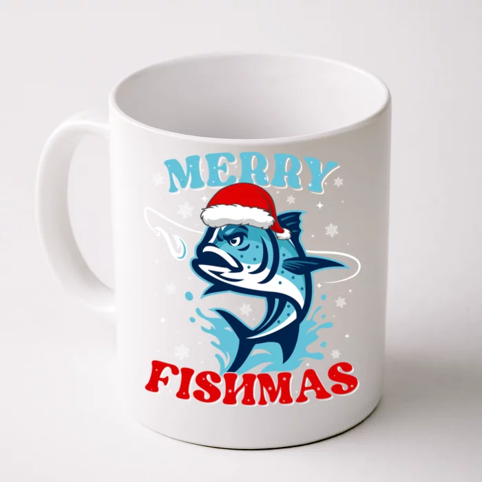 Merry Christmas Fishmas Funny Fishing Fish Great Gift Front & Back Coffee Mug