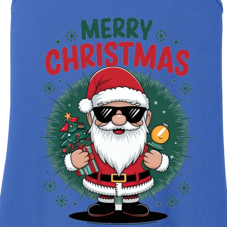 Merry Christmas Funny Santa Claus Red Costume Hat Gift Ladies Essential Tank