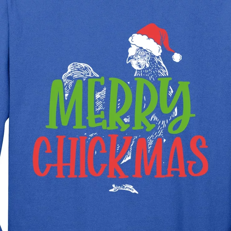 Merry Chickmas Funny Chicken Santa Claus Christmas Costume Great Gift Tall Long Sleeve T-Shirt