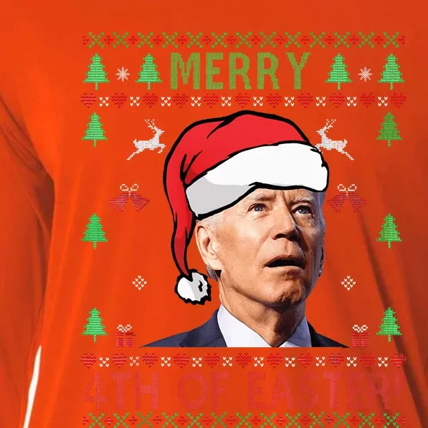 Merry Christmas Funny Joe Biden Happy 4th of July Ugly Xmas Cooling Performance Long Sleeve Crew