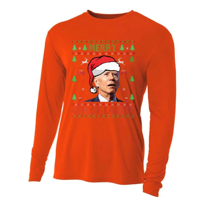 Merry Christmas Funny Joe Biden Happy 4th of July Ugly Xmas Cooling Performance Long Sleeve Crew