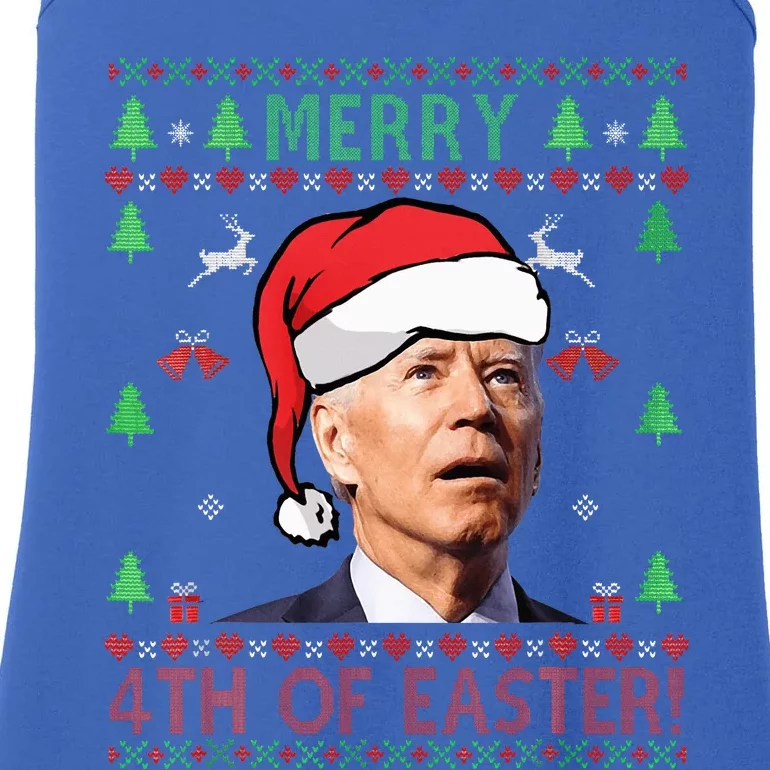 Merry Christmas Funny Joe Biden Happy 4th of July Ugly Xmas Ladies Essential Tank