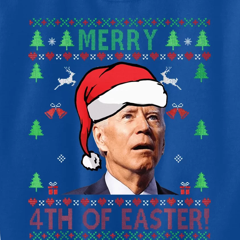 Merry Christmas Funny Joe Biden Happy 4th of July Ugly Xmas Kids Sweatshirt