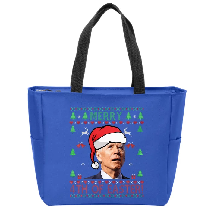 Merry Christmas Funny Joe Biden Happy 4th of July Ugly Xmas Zip Tote Bag