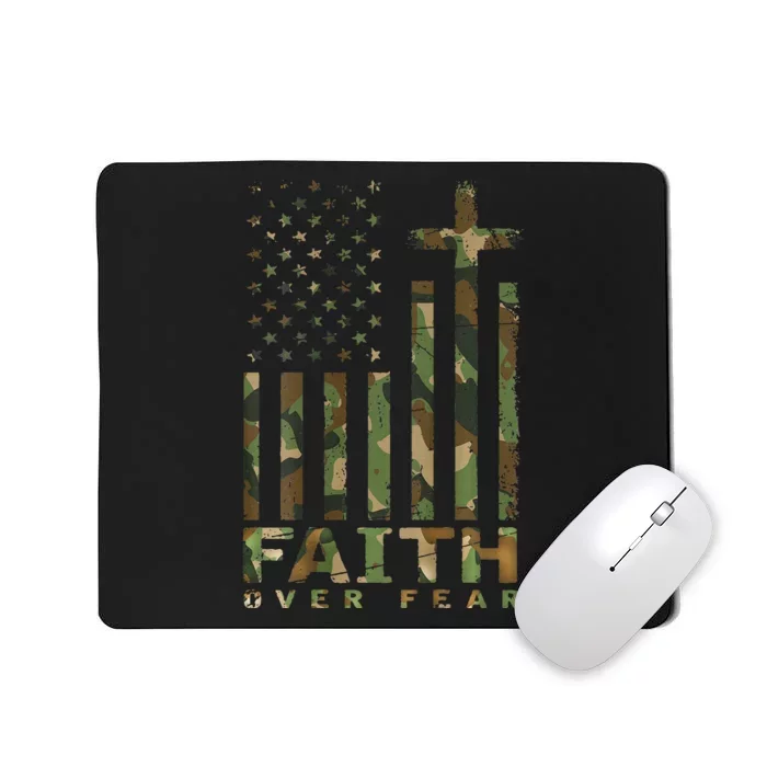 Military Camo Faith Over Fear Inspirational Christian Mousepad