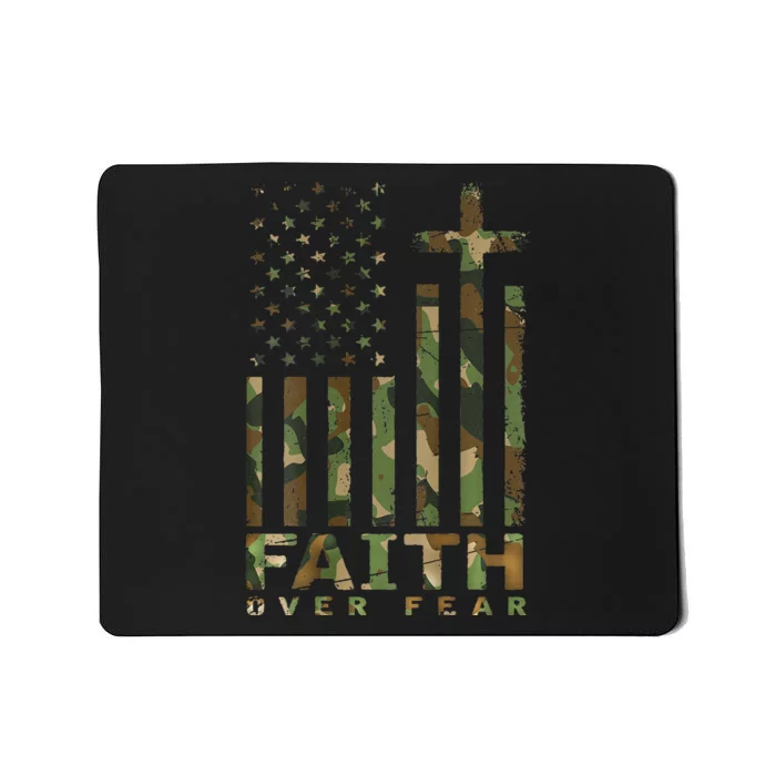 Military Camo Faith Over Fear Inspirational Christian Mousepad