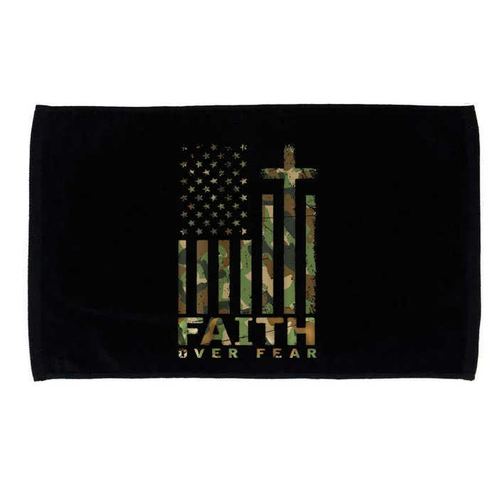 Military Camo Faith Over Fear Inspirational Christian Microfiber Hand Towel