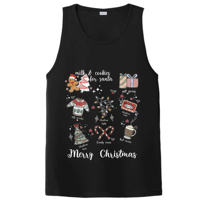 Merry Christmas Favorite Things Milk And Cookies For Santa Gift Performance Tank