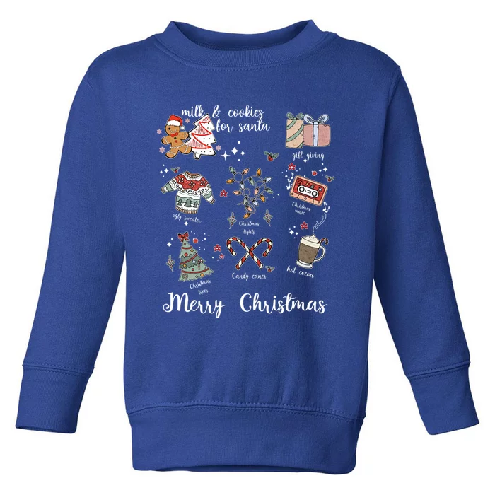 Merry Christmas Favorite Things Milk And Cookies For Santa Gift Toddler Sweatshirt