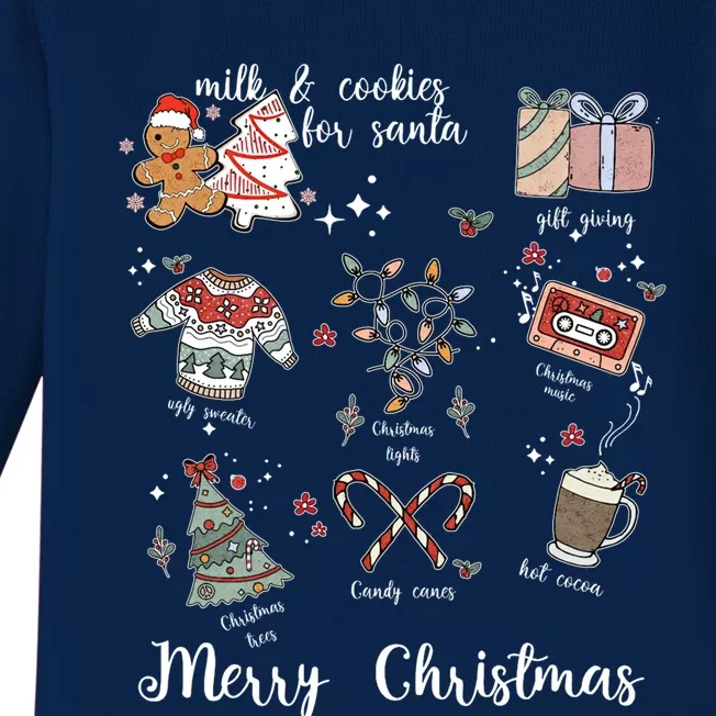 Merry Christmas Favorite Things Milk And Cookies For Santa Gift Baby Long Sleeve Bodysuit