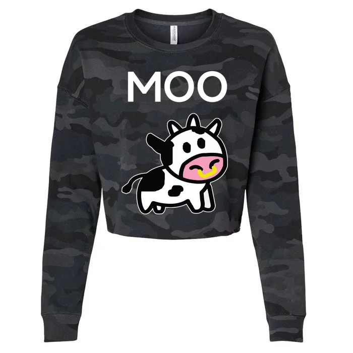 Moo Cow Funny Farmer Cow For Adults Cropped Pullover Crew