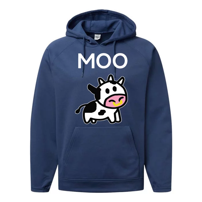 Moo Cow Funny Farmer Cow For Adults Performance Fleece Hoodie