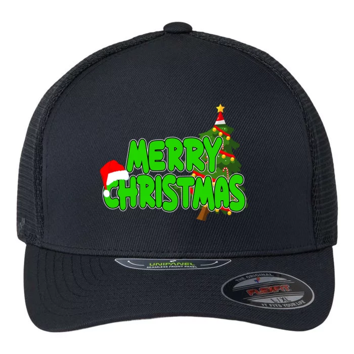 Merry Christmas Festive Holiday Flexfit Unipanel Trucker Cap