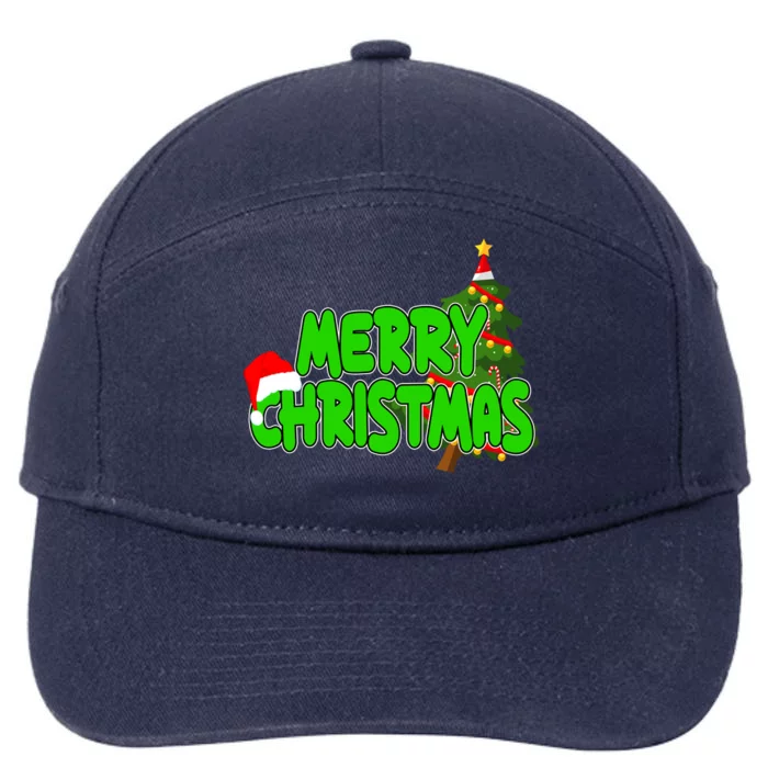 Merry Christmas Festive Holiday 7-Panel Snapback Hat