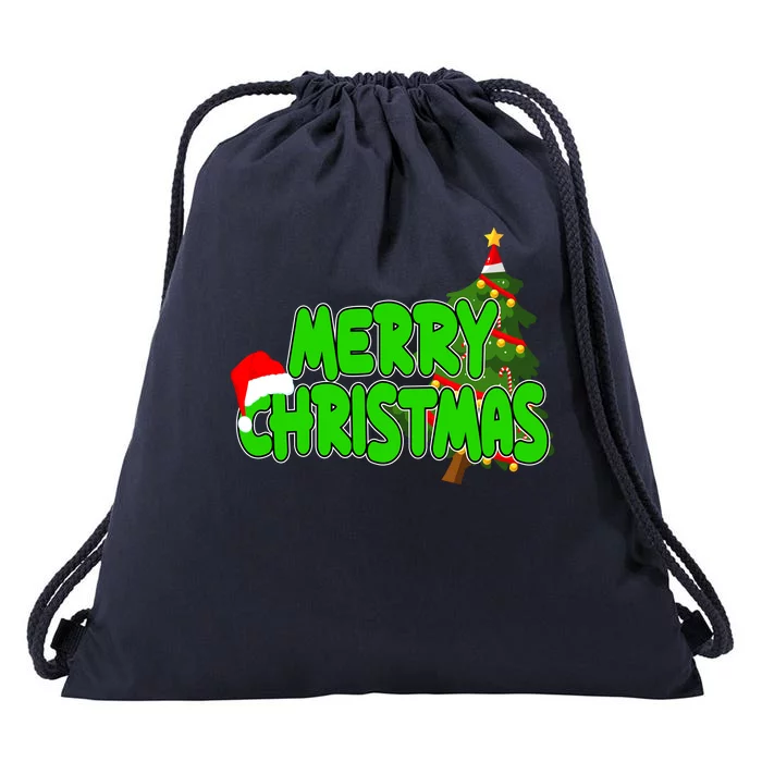 Merry Christmas Festive Holiday Drawstring Bag