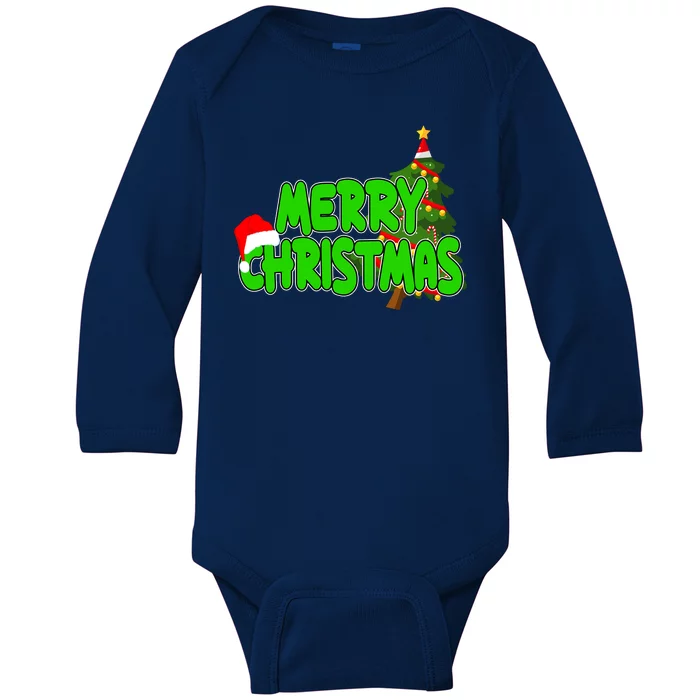 Merry Christmas Festive Holiday Baby Long Sleeve Bodysuit