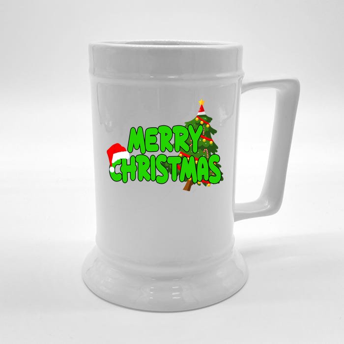 Merry Christmas Festive Holiday Front & Back Beer Stein