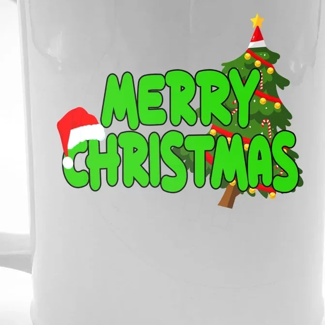 Merry Christmas Festive Holiday Front & Back Beer Stein