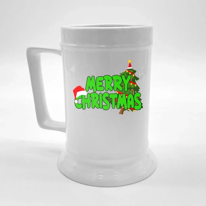 Merry Christmas Festive Holiday Front & Back Beer Stein