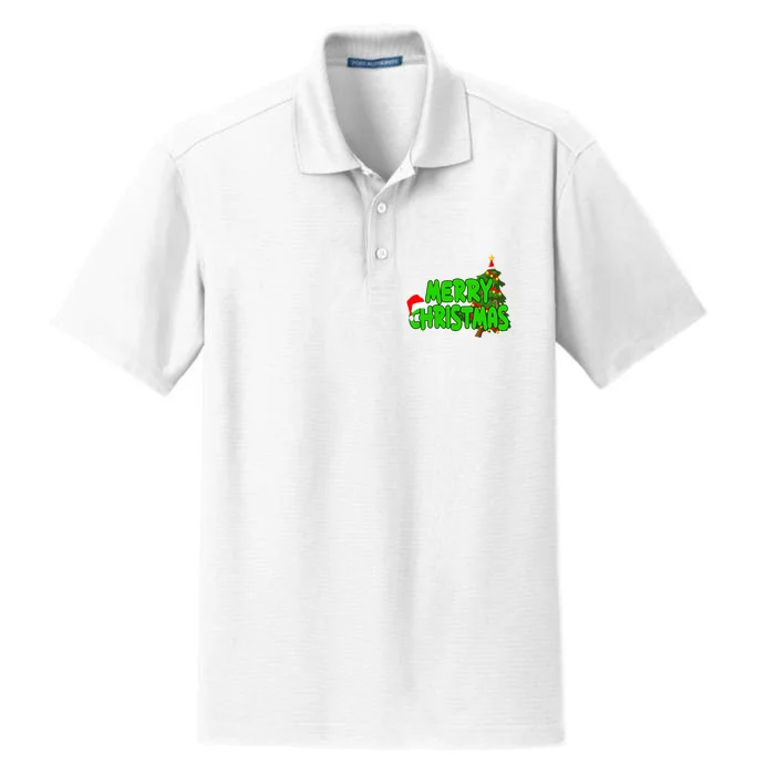 Merry Christmas Festive Holiday Dry Zone Grid Performance Polo