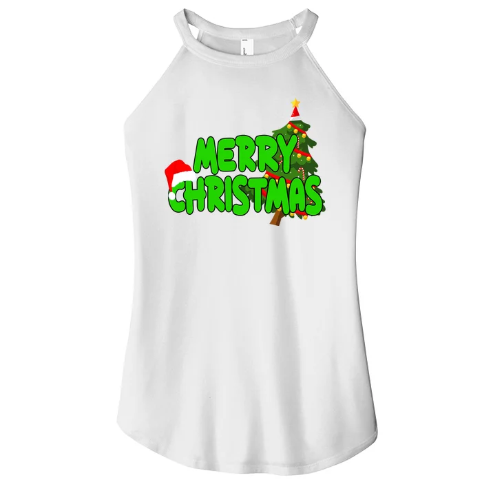 Merry Christmas Festive Holiday Women’s Perfect Tri Rocker Tank