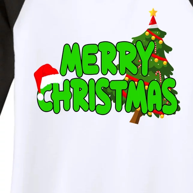 Merry Christmas Festive Holiday Women's Tri-Blend 3/4-Sleeve Raglan Shirt