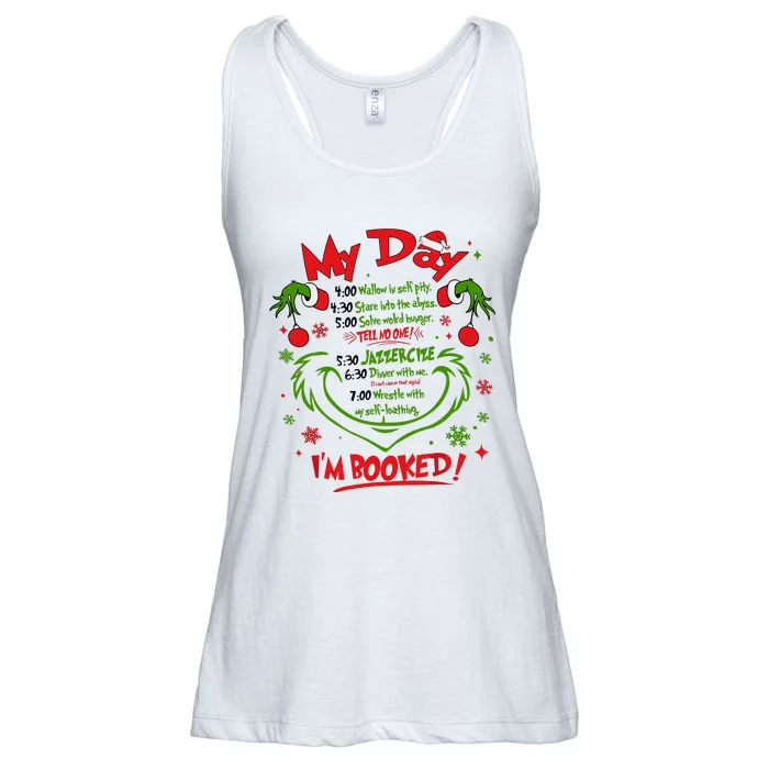 Merry Christmas Funny My Day Schedule I’M Booked Christmas Ladies Essential Flowy Tank