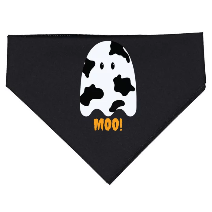 Moo Cute Funny Cow Print Ghost Halloween Tee USA-Made Doggie Bandana