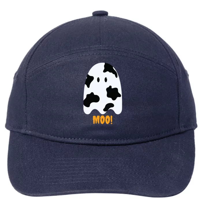 Moo Cute Funny Cow Print Ghost Halloween Tee 7-Panel Snapback Hat