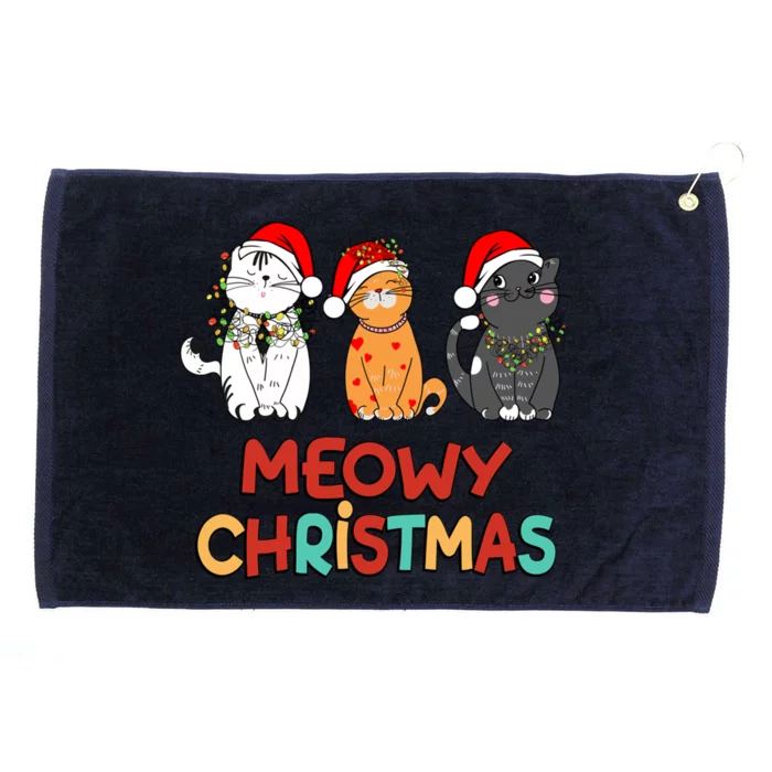 Meowy Christmas Funny Kitten Cat Kitty Lights Xmas Cute Gift Grommeted Golf Towel