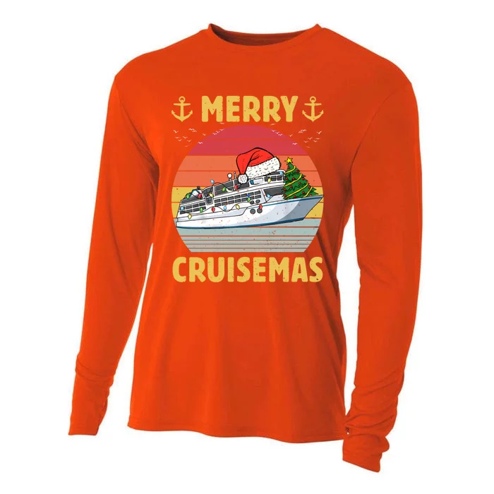 Merry Cruisemas Funny Cruise Ship Family Christmas Vintage Funny Gift Cooling Performance Long Sleeve Crew