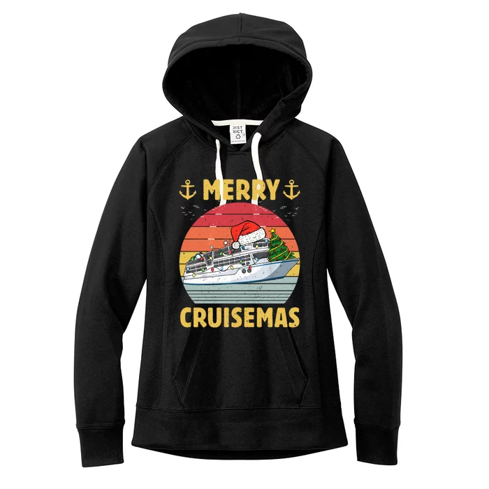 Merry Cruisemas Funny Cruise Ship Family Christmas Vintage Funny Gift Women's Fleece Hoodie