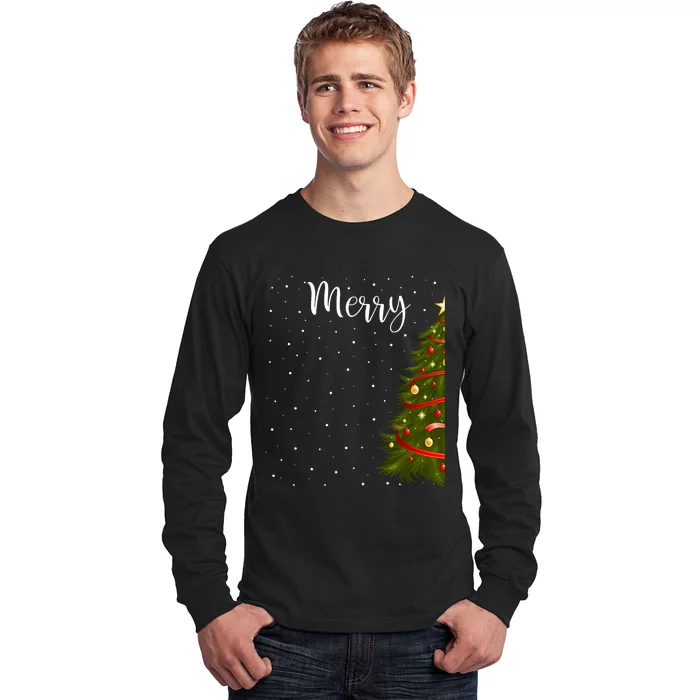 Merry Christmas Funny Christmas Tree Couples Matching Long Sleeve Shirt