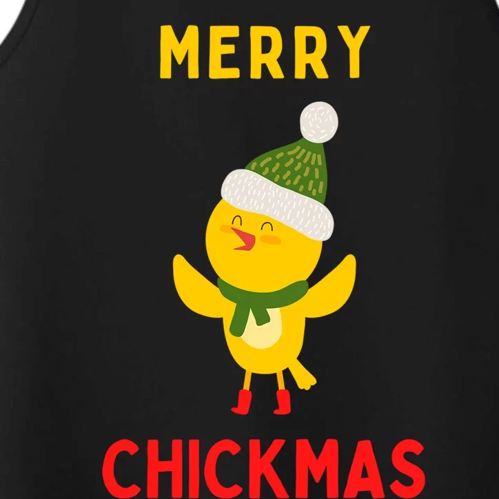 Merry Chickmas Funny Christmas Farm Animal Pun Cute Xmas Funny Gift Performance Tank