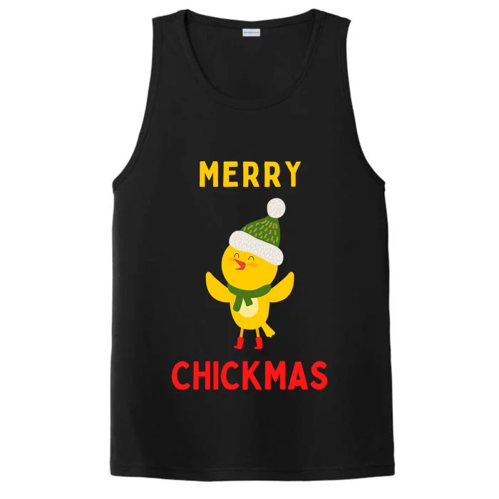 Merry Chickmas Funny Christmas Farm Animal Pun Cute Xmas Funny Gift Performance Tank